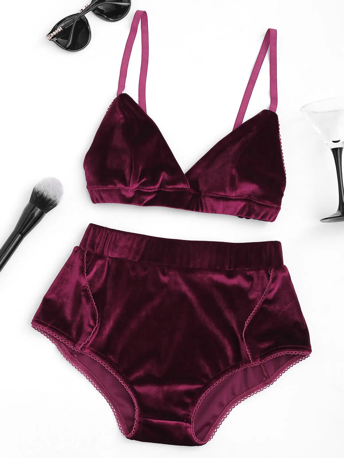 2 шт. женские бюстгальтеры с V-образным вырезом и высокой эластичной талией |