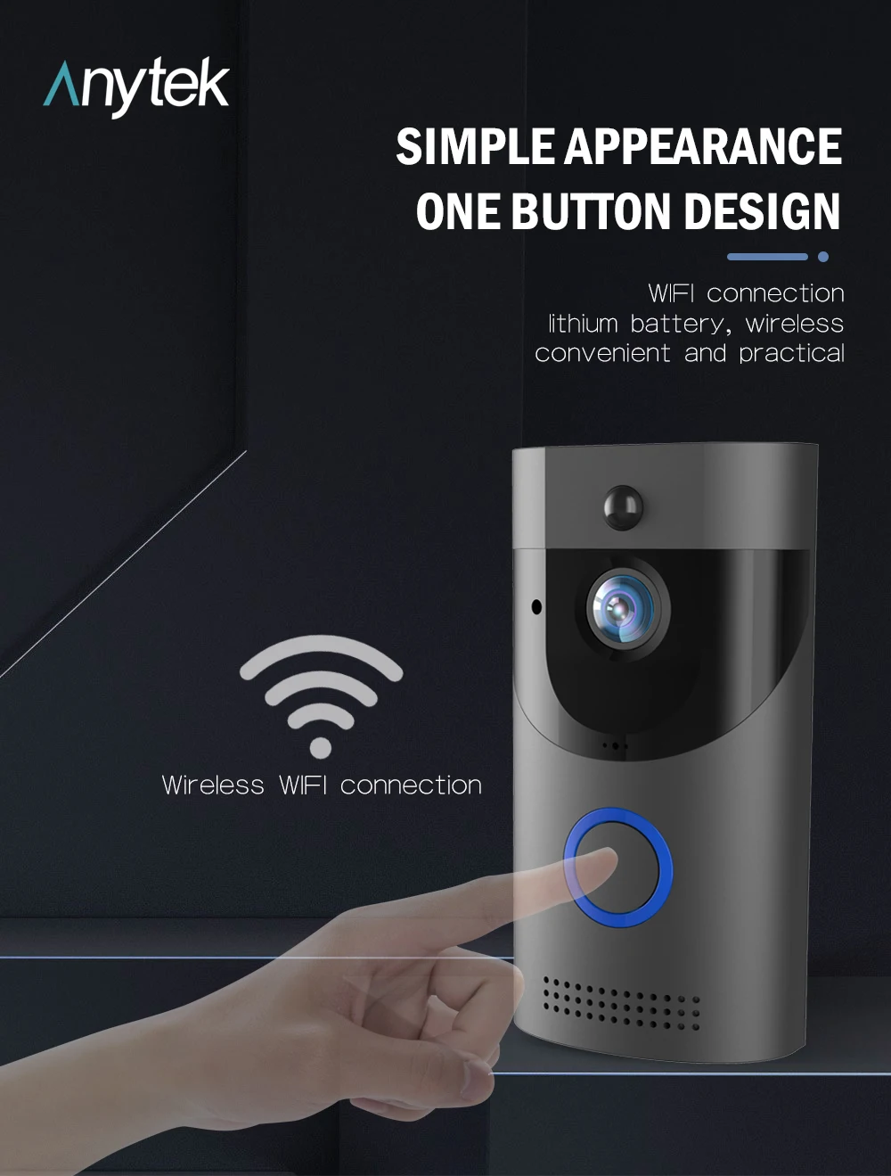 Фото Видеодомофон B30 с Wi-Fi, управлением через приложение Tuya, разрешением 2 МП 1080P, функцией видеозвонка и питанием от аккумулятора №2