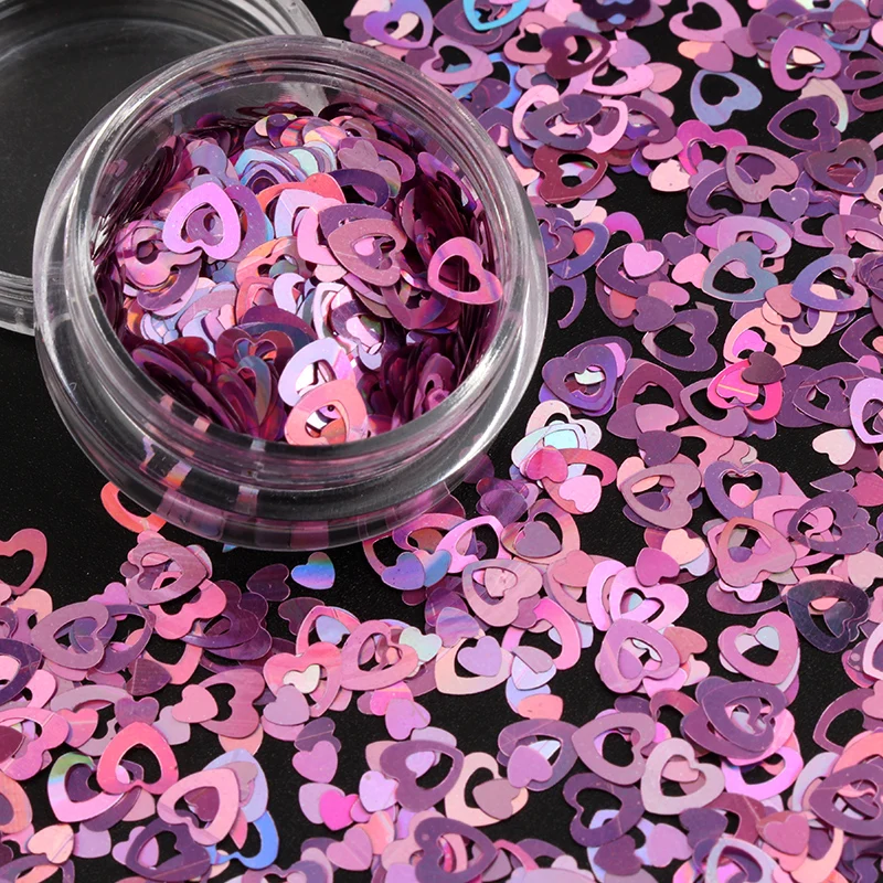 Мерцающие блестки Блестящие Блестки милое сердце хлопья 3D пайетки для ногтей