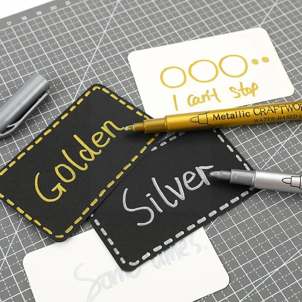 

1 Pc Metallic Paint Marker Gold Silver Color Paint Supplies Metal Art Student Card Graffiti Wood Pens Marker For Glass Craf T9m0