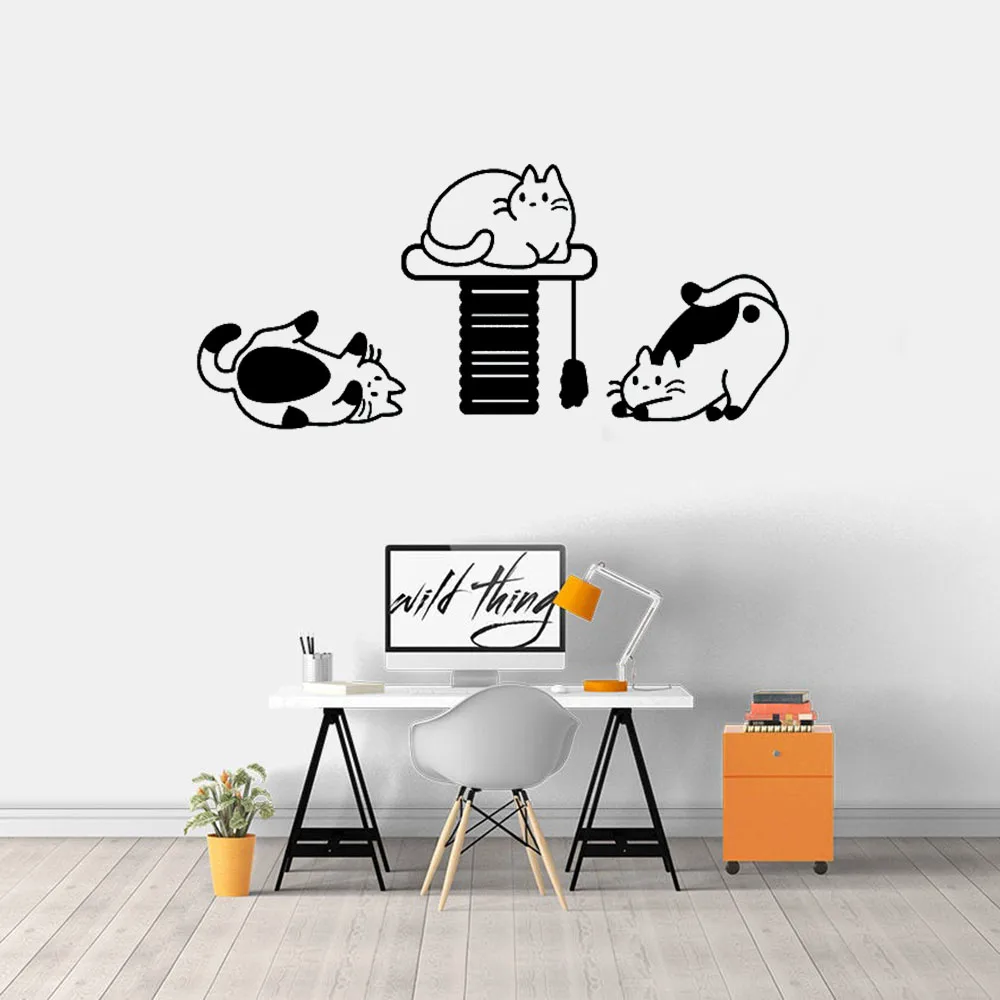 

Cat Friends Wall Decal Cartoon Cats Cute Animal Pets Shop Interior Art Door Window Stickers for Kids Bedroom Nursery Mural Q418