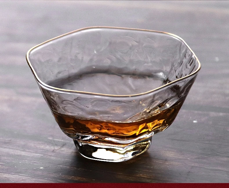 2 шт./лот японская Хрустальная стеклянная чайная чашка с золотым ободком образец