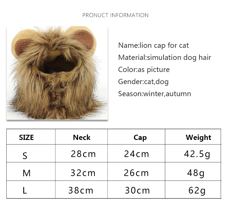 Пушистый искусственный парик Лев грива для кота Хэллоуина модное платье с ушами