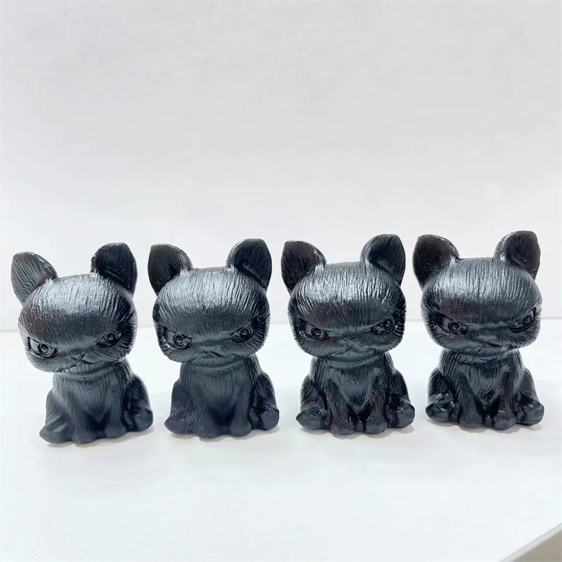 

Natural Obsidian Hand-carved Cartoon Polished Crystal Healing Stone Home Decor Creative Christmas Gifts For Kids