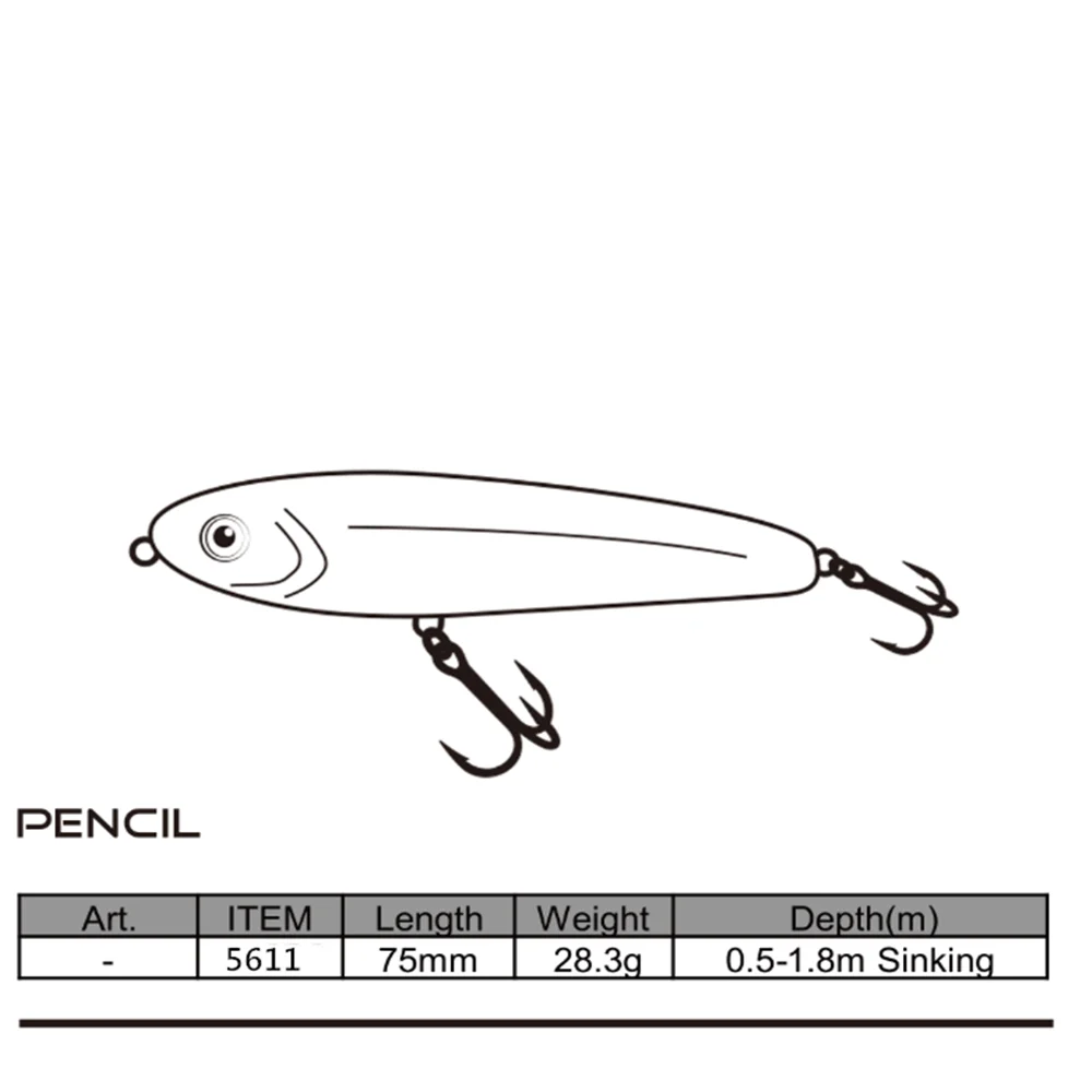 Рыболовная Приманка в соленой воде жесткая приманка-карандаш 75 мм 28 г Тонущая 0 5-1
