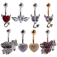 chuanci 1 piece surgical steel with zircon heart shape love navel belly ring body piercing jewelry 14g