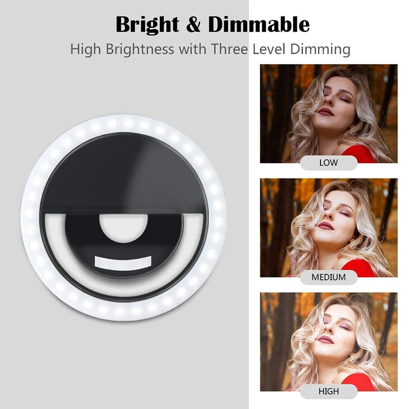 

Selfie ring light Rechargeable Cell Phone Ring Light 2022 New Version Phone Clip on Ring Light Beauty Fill light Selfie Live LED
