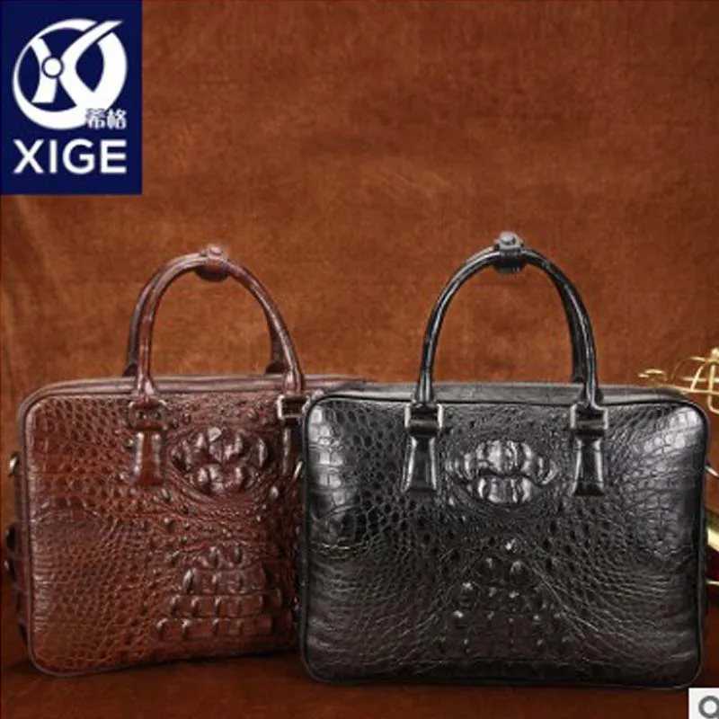 Xige Крокодил Портфель Мужская поношенная Коммерческая посылка натуральная кожа