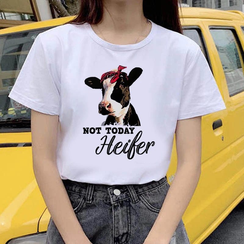 

Women Shirt Cute Female T-shirt Funny Cows Printed Women Cartoon Short Sleeves Woman tshirts Kawaii Tees Fashion Clothing