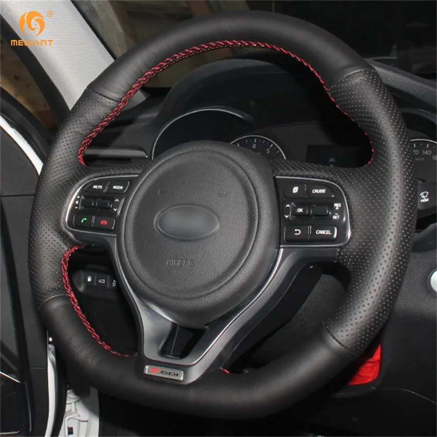 MEWANT черный чехол рулевого колеса автомобиля из натуральной кожи для Kia K5 2016 2017