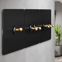 1 4 gang 2 way retro brass toggle switch black nordic simple stainless steel panel wall light switch eu socket drop shipping