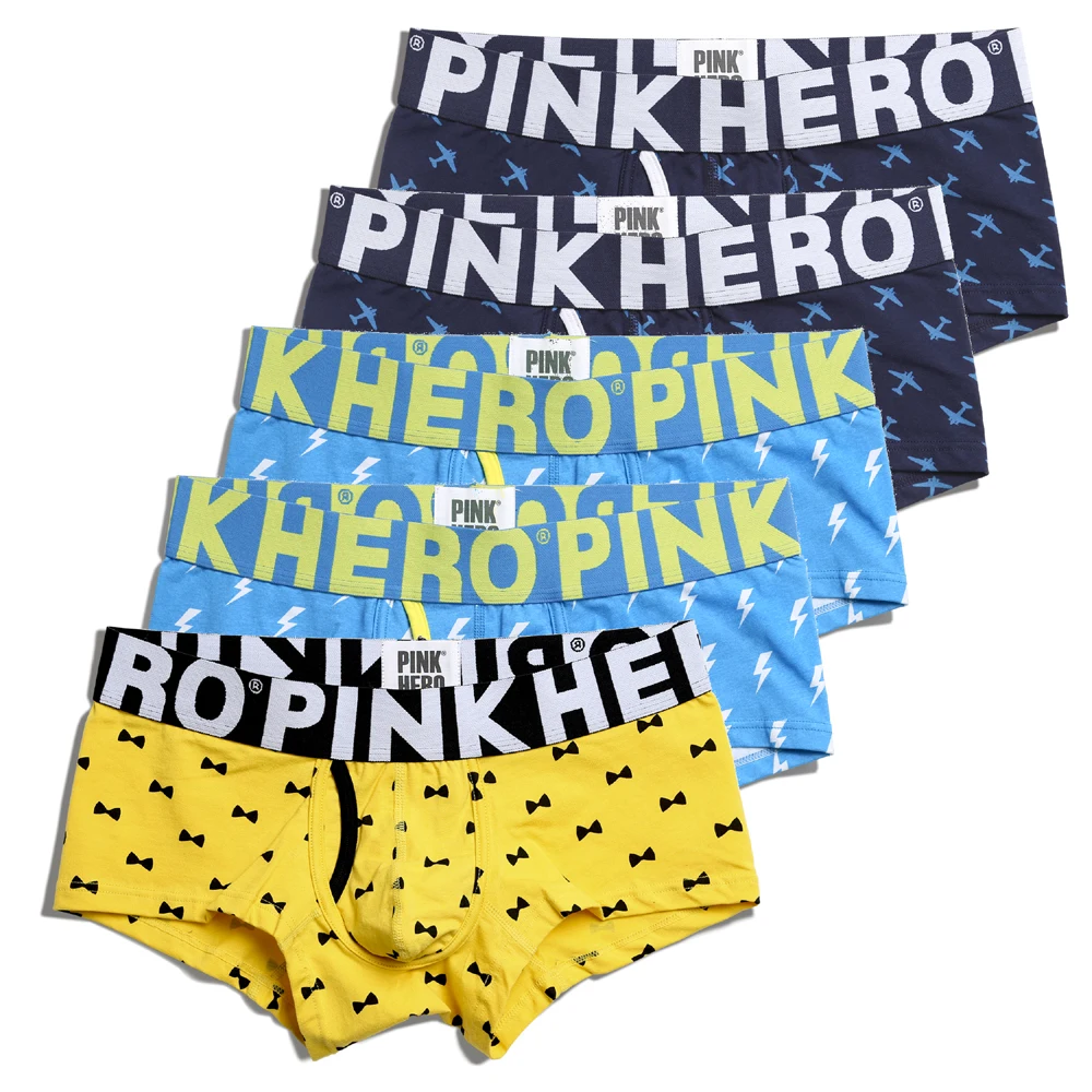 5 шт. Pink Heroes модное нижнее белье из хлопка, Для мужчин шорты-боксеры высокого качества Для мужчин трусы нижнее белье удобные так здорово - Цвет: As shown
