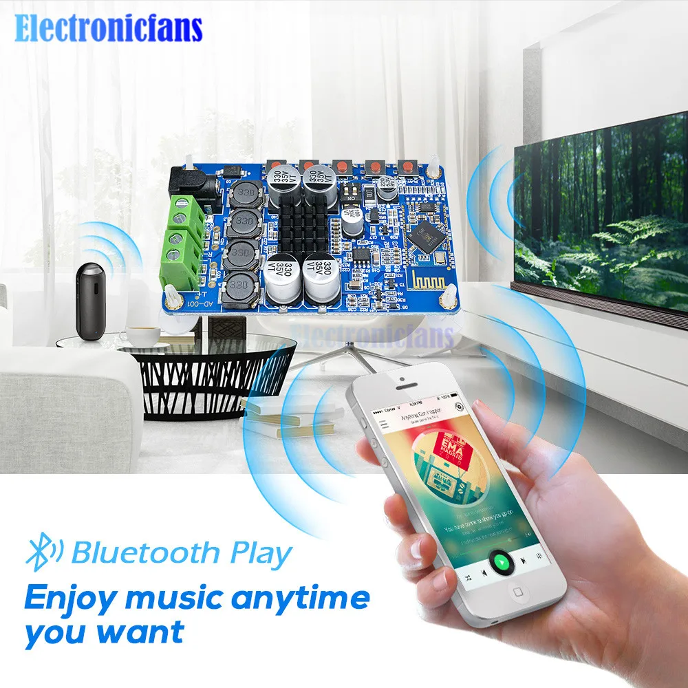 Плата усилителя TDA7492P Bluetooth 4 0 2 шт. 50 Вт модуль цифрового аудиоресивера + адаптер