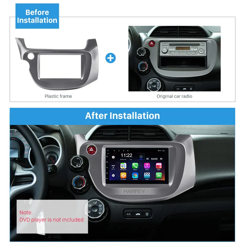 Двойной Дин Радио Рамка фасции рамка CD накладка панель для 2008 2013 Honda Fit LHD аудио