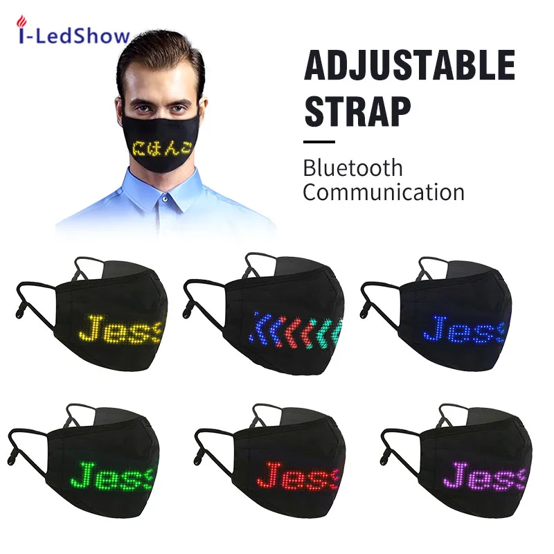Bluetooth APP управление светодиодный маска Programmalbe сообщение маски для лица зарядка