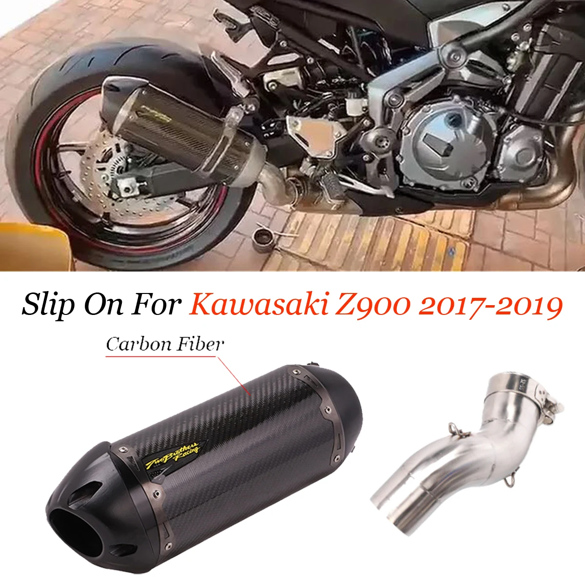 

Выхлопной глушитель для Kawasaki Z900 2020 2021 GP из модифицированной нержавеющей стали с полной системой соединения 51 мм, углеродный глушитель без з...