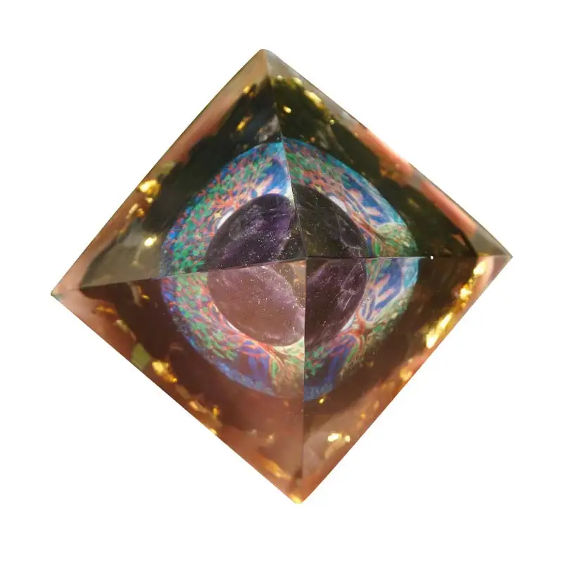 

Orgonite Pyramid Amethyst Crystal Sphere With Obsidian Natural Cristal Stone Orgone Energy Healing Reiki Chakra Multiplier 60mm