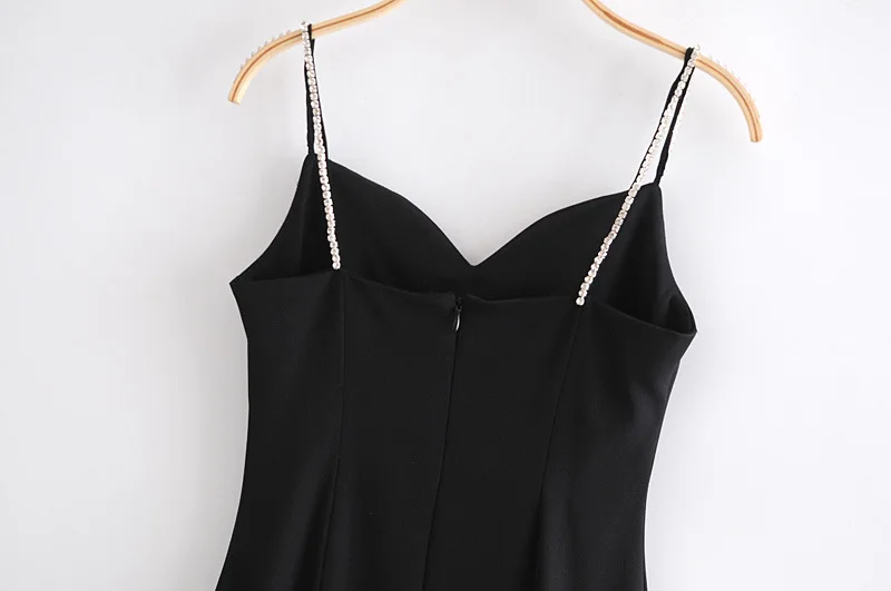 

High Quality Spring Autumn Women's Heavy Rhinestone Tassels Slim Sexy Suspender Dress Evening Dress