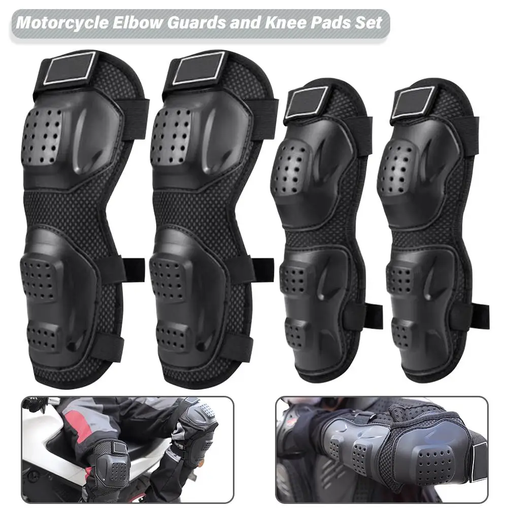 

4PCs Motorcycle Elbow Guards Knee Pad Adjustable Racing Off-Road Protective For Motocross Cycling Skating Racing Protective Gear