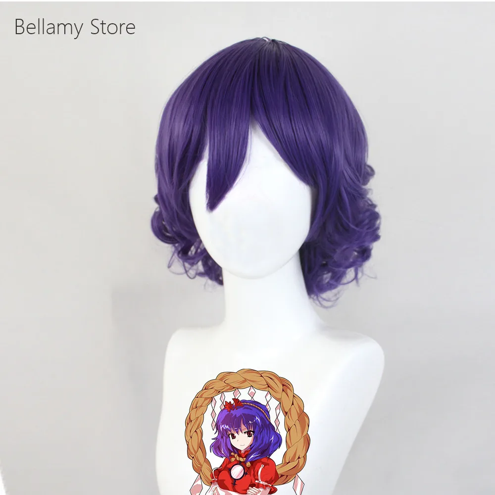 Парик для косплея восточного проекта COS Yasaka Канако фиолетовые короткие вьющиеся
