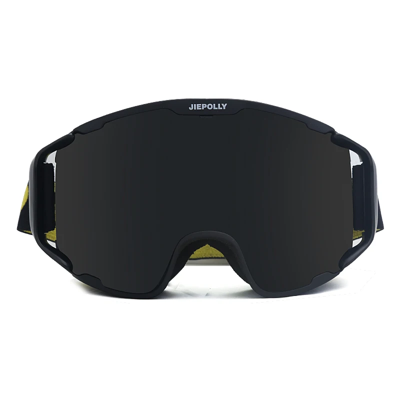 black and gray JIEPOLLY бренд лыжные очки UV400 Анти-туман большая Лыжная маска очки для катания на лыжах для мужчин и женщин Снег Сноуборд очки лыжные Солнцезащитные очки Новинка - Цвет: black and gray