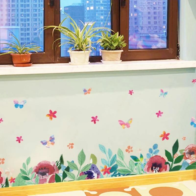 

New Wall Stickers Living Room Bedroom decoration Sticker Flower Anchor line Waist Line Wall Sticker