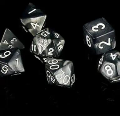PEARL BLACK 7 шт./пакет многогранные кости набор D4, D6, D8, D10, D10%, D12, D20 красочные аксессуары для Настольная игра RPG Подземелья и Драконы DnD MTG - Цвет: PEARL BLACK