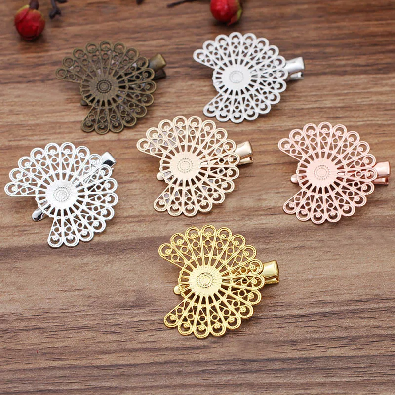 Винтажные филигранные Круглые Цветочные заколки-невидимки диаметром 38 мм