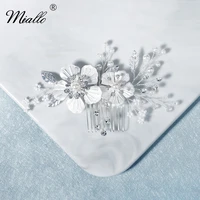 miallo fashion leaf flower hair comb clips for women rhinestone bridal wedding hair accessories jewelry bride headpiece gifts