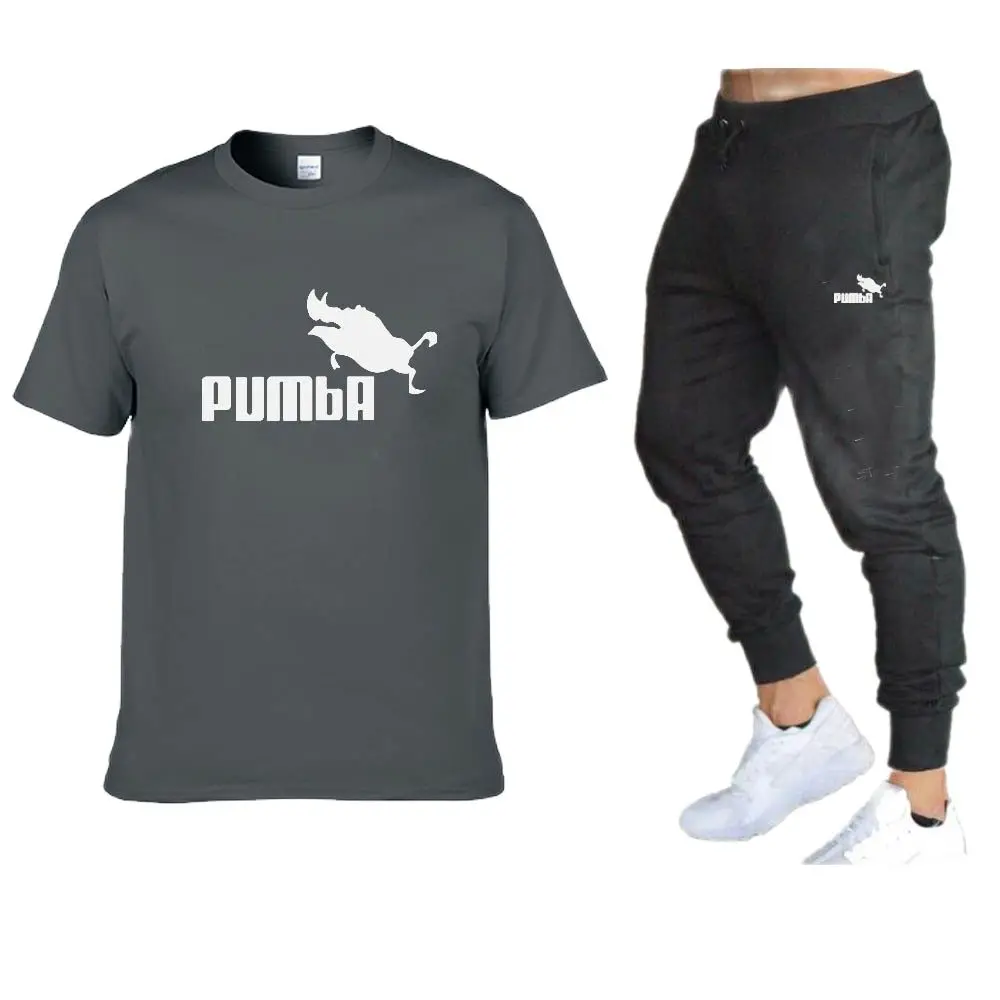 

T-Shirts Tracksuit Men Summer Leisure Jogging Pants AndT-Shirt Two-Piece Set Sports Running Fitness Pig Logo Printed Youth Trend