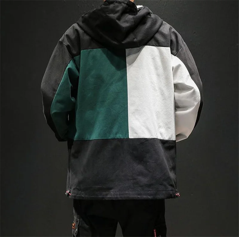 

Men Fashion Hip Hop Windbreaker Jackets Casual Hooded Jackets Men Loose cotton Coat Male