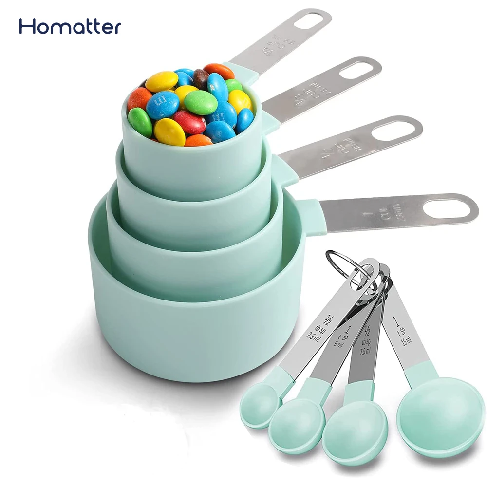 

Homatter 8pcs Measuring Spoon Set Baking Tools Kitchen Stainless Steel Handle Measuring Cup With Scale Measuring Spoon Gadgets