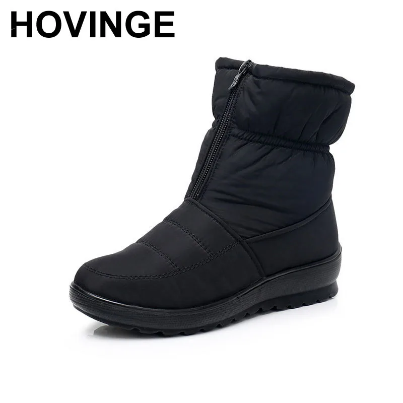 

HOVINGE Plus Size Waterproof Ankle Boots Flexible Cube Woman Boots High Quality Cozy Warm Fur Inside Snow Boots Winter Shoe