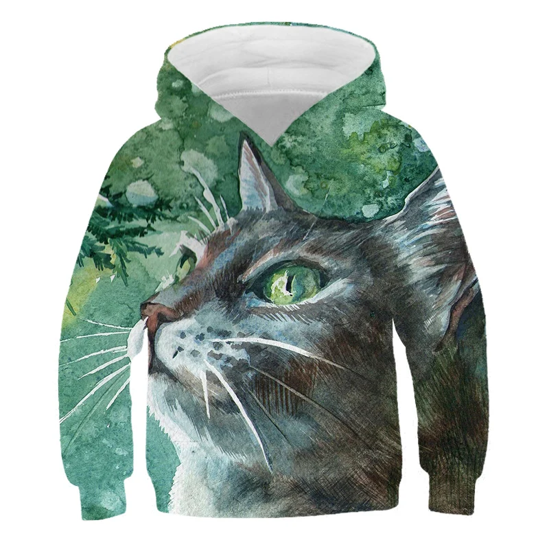 

2020 Boys Girls Sweatshirt Cute Cat Kids Hoodies Print 3D Hoodies for Girls Clothes Autumn Loose Pullovers Children Clothing