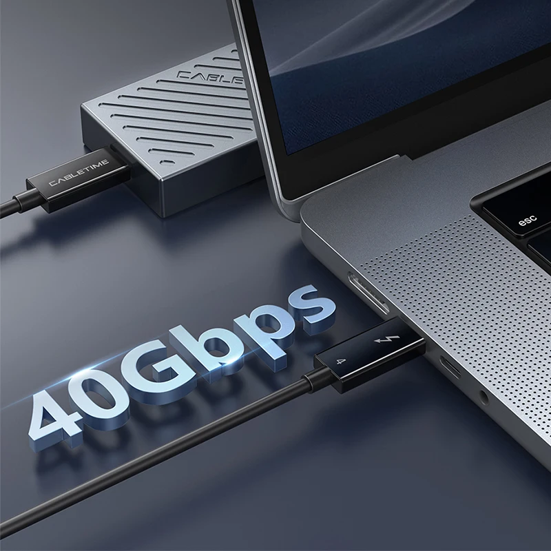 Кабель Cabletime Type C на 100 Вт Thunderbolt 4 8K/60 Гц сертифицированный кабель Usb для быстрой