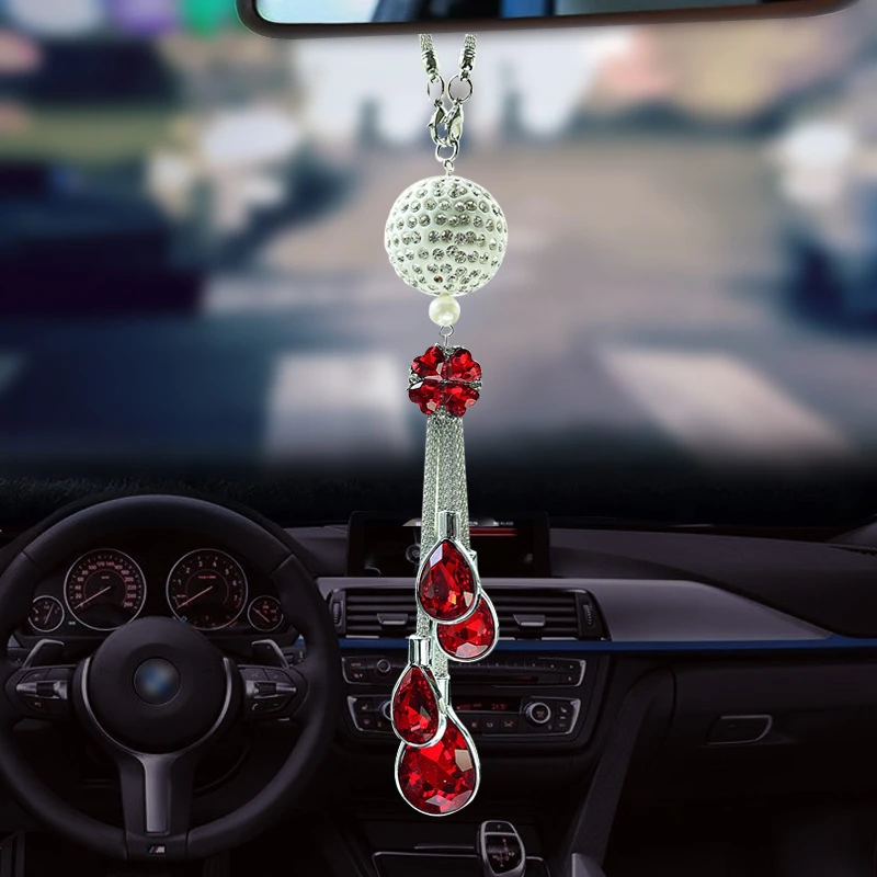Сплав металла автомобиль Хрустальная подвеска шар зеркало заднего вида Кристалл