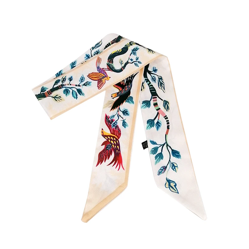 Роскошный брендовый красивый шарф на ремешке с принтом женский шелковый модный