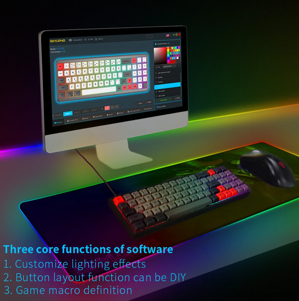 sk71 71 keys bluetooth wireless usb wired gaming mechanical keyboard notebook desktop tablet keyboards rgb backlit hot swappable free global shipping