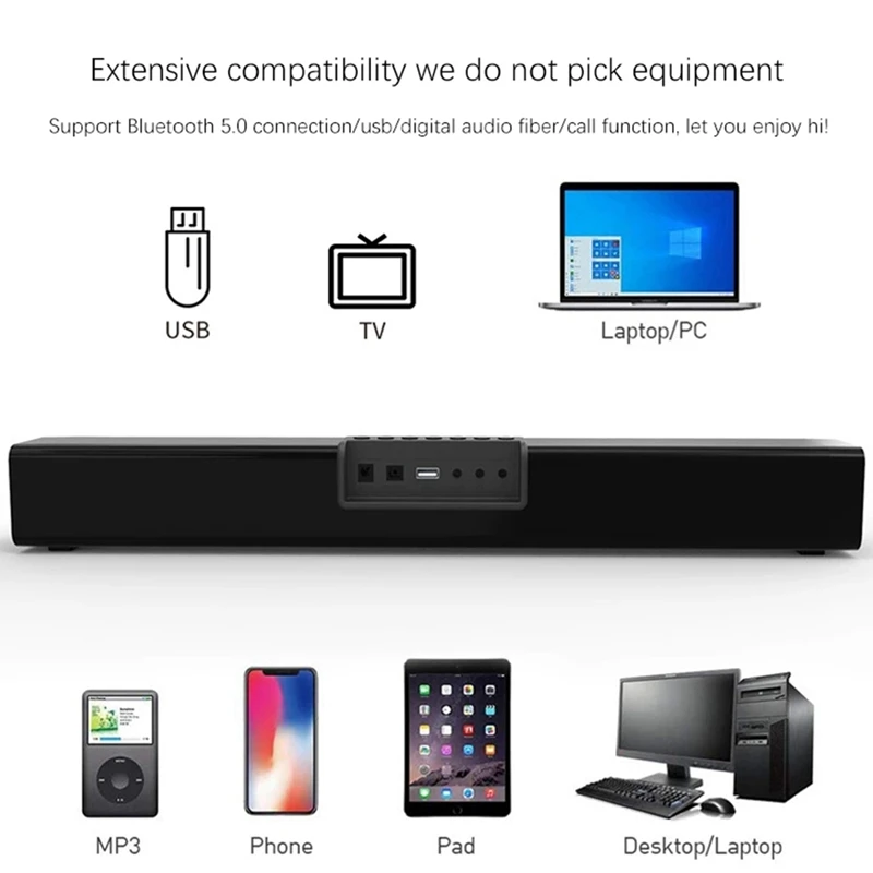 Саундбар с RGB-светильник кой 20 Вт настольный длинный динамик SD TF сабвуфер