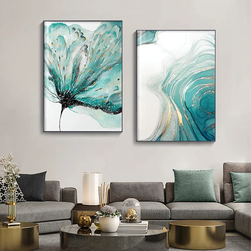 

Modern Abstract Flowers Canvas Painting Posters and Prints Gold Wall Art Picture for Living Room Bedroom Scandinavian Home Decor
