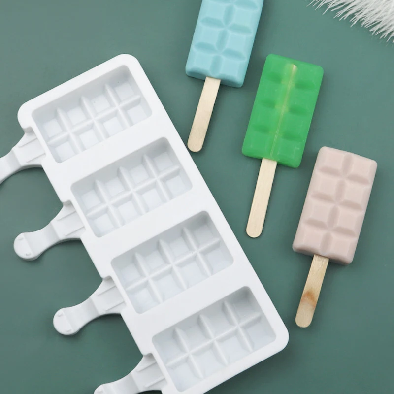 Еда безопасный силиконовые формы мороженое плесень белый 4 ячейки Холодное