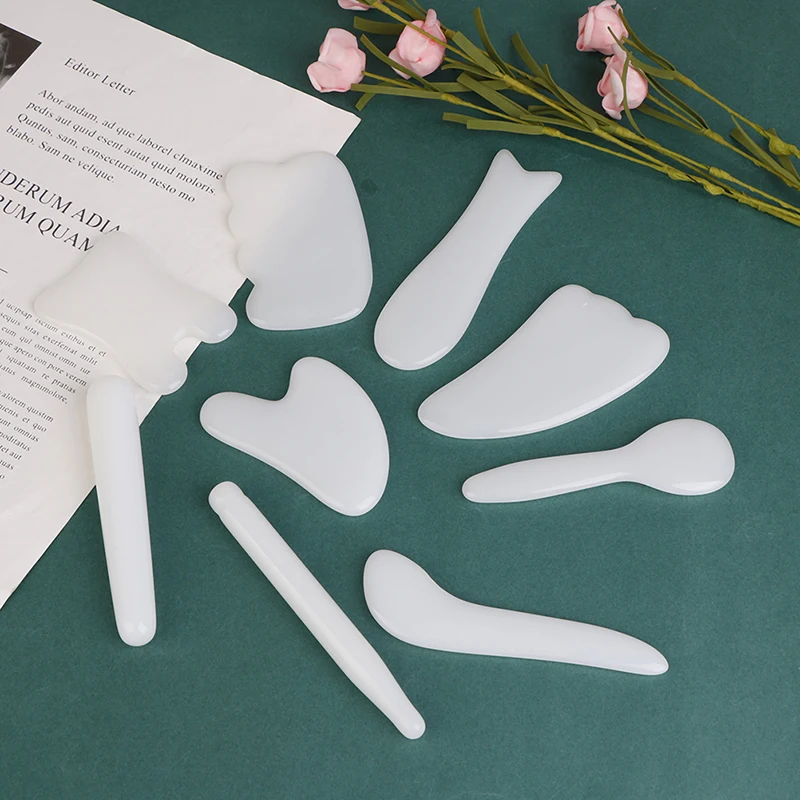 

Natural White cobblestone GuaSha Massage Face Tool Gua Sha Board Body Massager