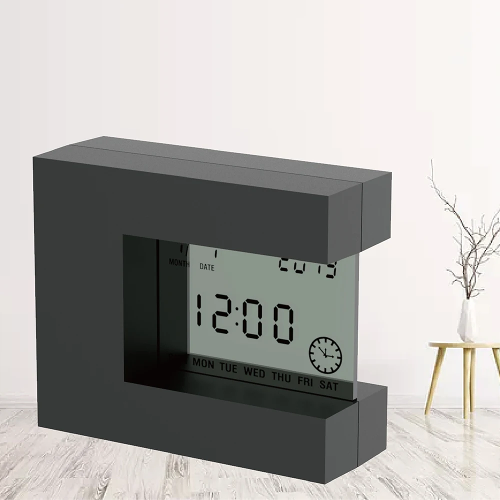 

Digital Modern LCD table alarm clock with Electronic Timer and Calendar & Temperature desk watch battery for home office