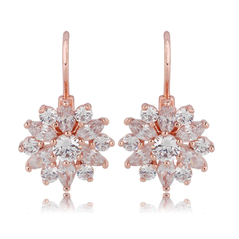 Женские серьги кольца в форме цветка с кубическим цирконием модные обручи