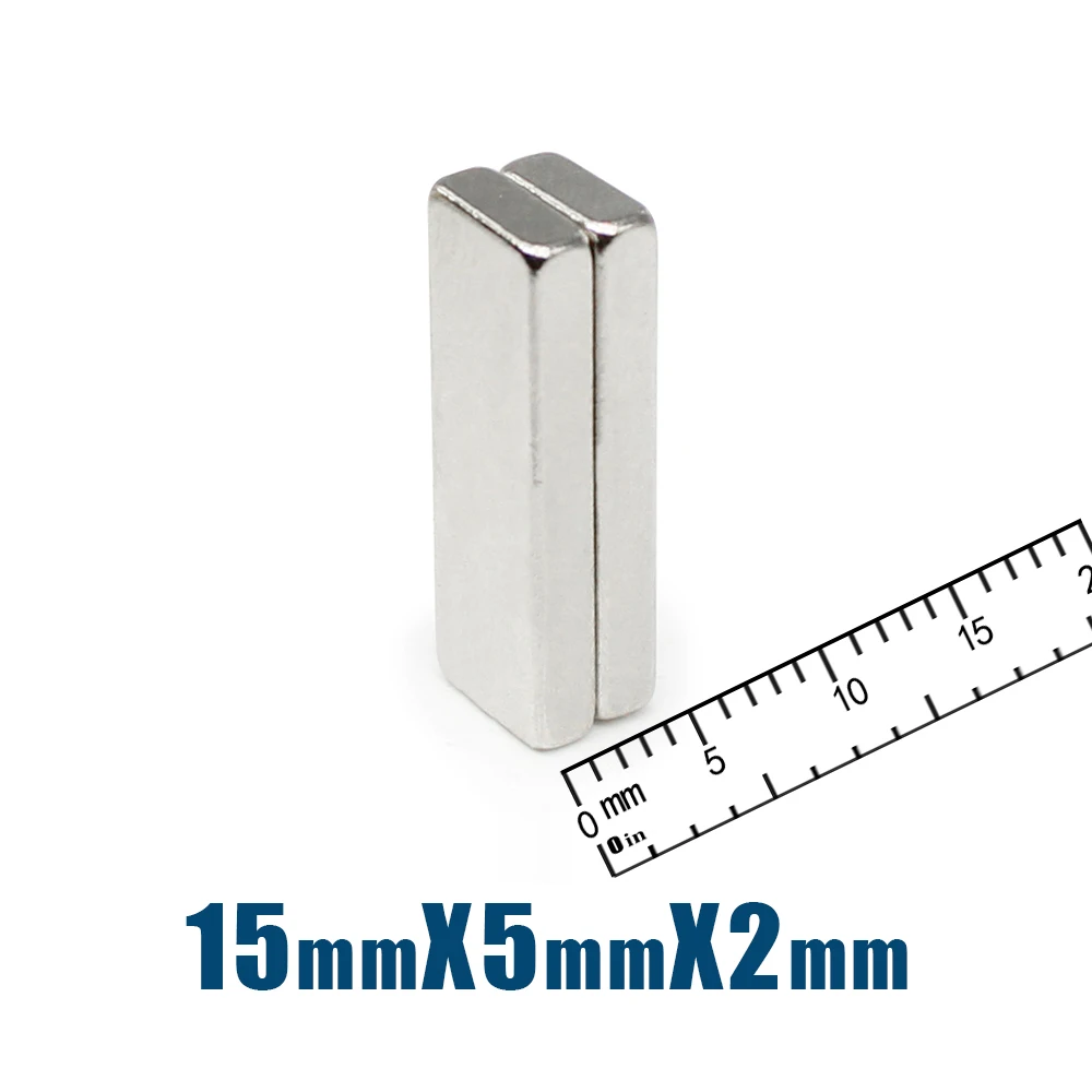 

10/20/50/100/150/200/300PCS 15x5x2 Block Search Magnet Strong N35 Quadrate Permanent Neodymium Magnet Sheet 15x5x2mm 15*5*2 mm