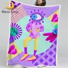 BlessLiving Weirdo Sherpa Fleece Blanket Cartoon One-eyed Throw Blanket 3D Printed Bedding Colorful Absurd Plush Blanket Mantas 1