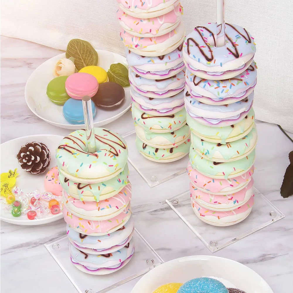 

6pcs Clear Acrylic Donut Display Stand Doughnut Bagels Display Holder for Birthday Wedding Party Baby Shower Party Decoration