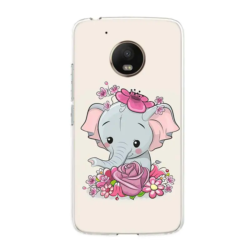 

Cute Elephant Baby Cartoon Case For Motorola Moto G7 G8 G6 G5S G5 E6 E5 E4 Plus Power G4 Play X4 One Action EU Coque Phone Cover