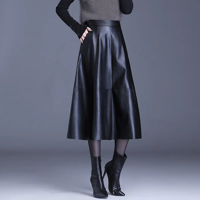 Новая Осенняя женская обувь из pu искусственной кожи юбка с эластичной резинкой