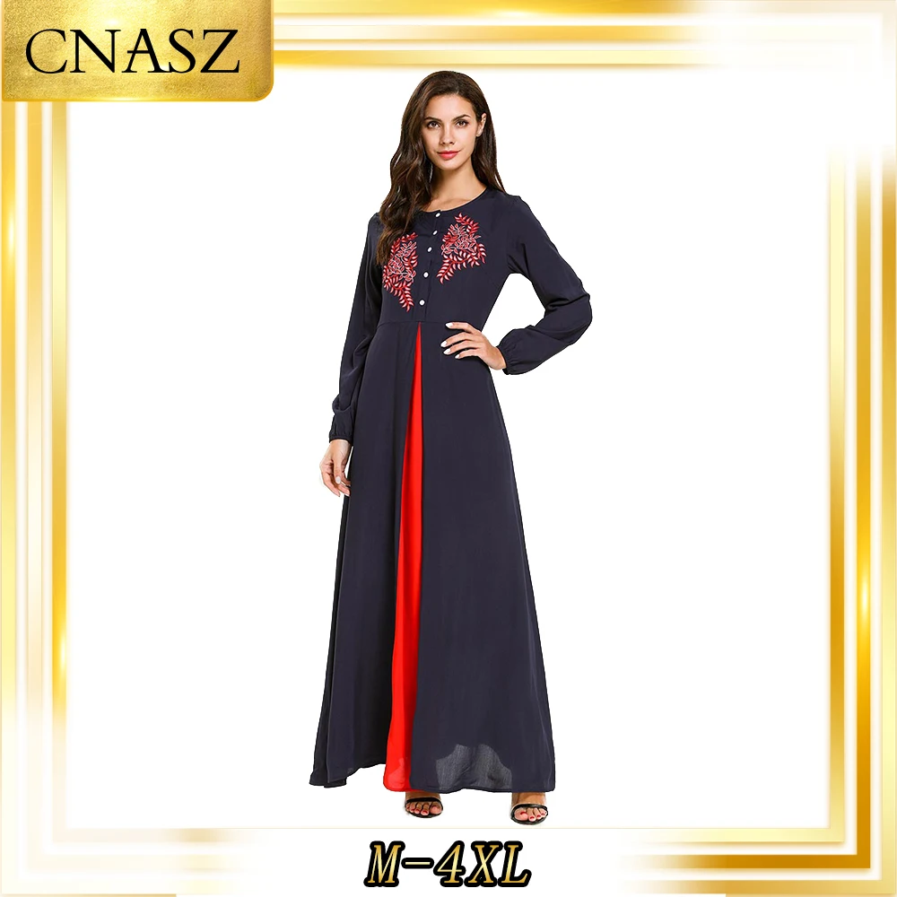 

Muslim Dresses large size Moroccan Kaftan Fashion Embroidery Autumn Large Size Abaya For Women's Autumn Long Dress